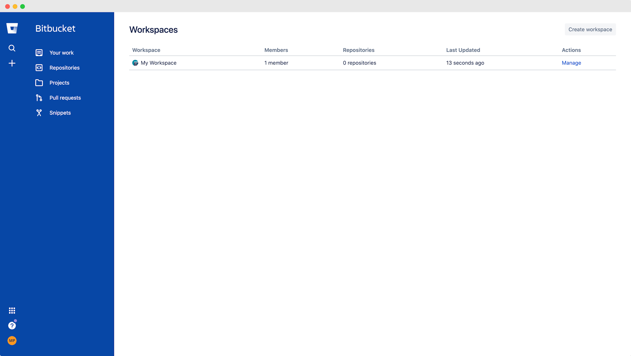 Bitbucket workspace listing