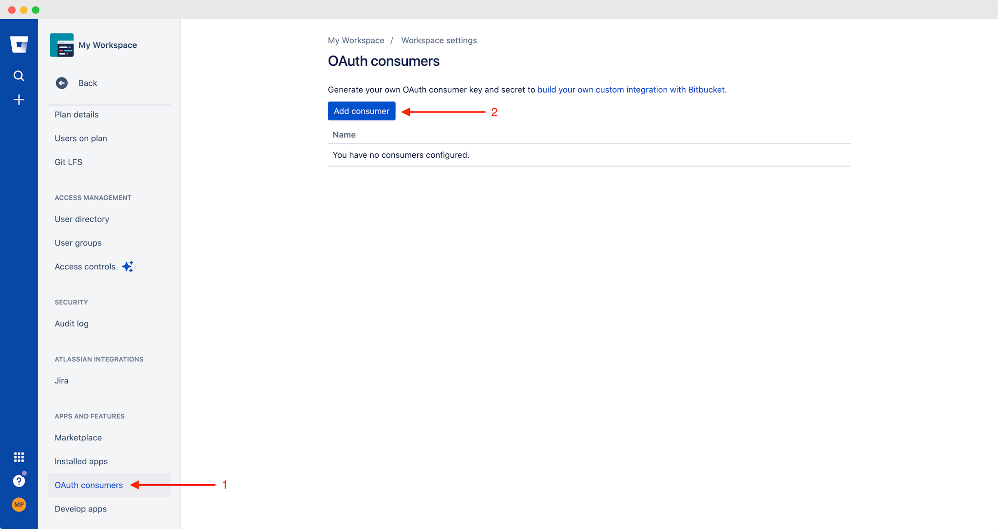 Bitbucket OAuth Consumer list